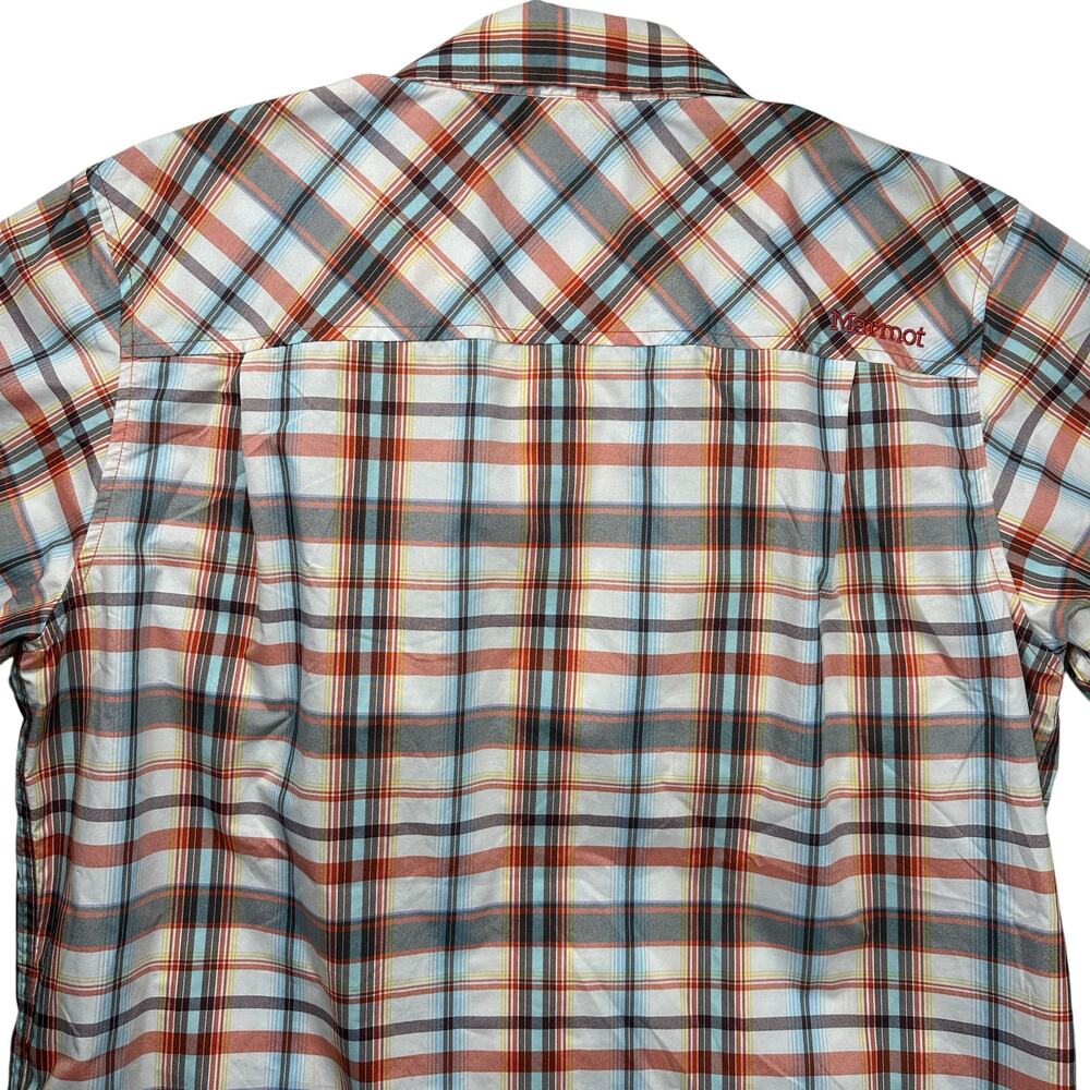 Marmot Short‎ Sleeve Orange Plaid Button Down Mens Shirt Size Large Outdoors - Picture 10 of 14